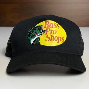Bass Pro Shops Outdoor Fishing Trucker Hat Mesh Cap Adjustable SnapBack Black